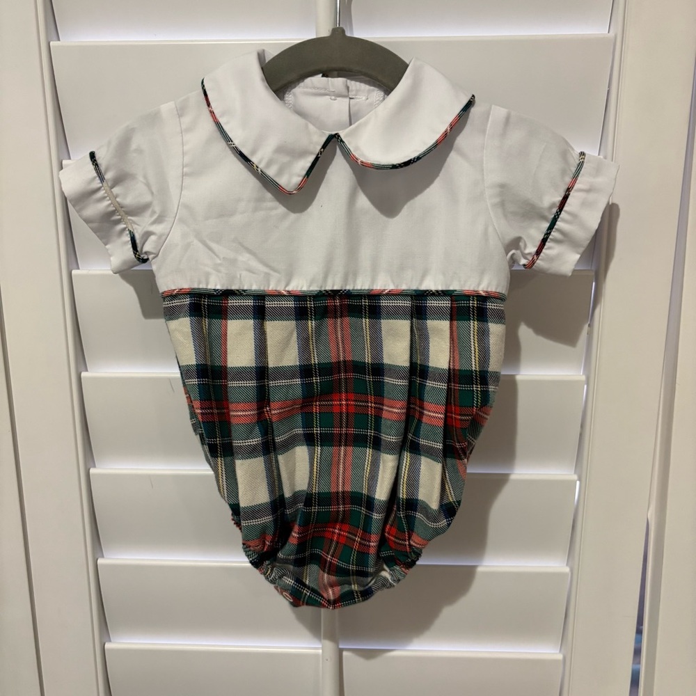 THE BEAUFORT BONNET COMPANY NAVY PLAID BUBBLE 6M